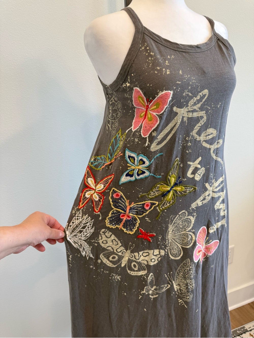 NWT Kyla Seo Butterfly Embroidered & Graphic Maxi SunDress Boho Lagenlook XL - Picture 2 of 10